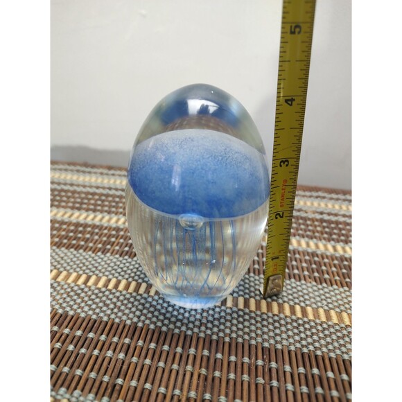 Blue Jelly Fish Art Glass Sculpture Paper Weight 4 Inches - Picture 13 of 13